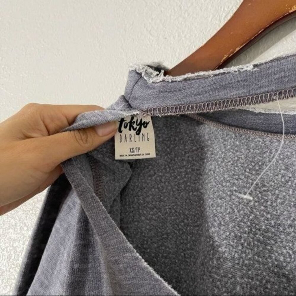 Tokyo Darling Gray Vintage Inspired Sweatshirt with Cutout Super Comfortable XS - Picture 8 of 11